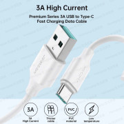 JOYROOM - 恆久系列 快速充電線 數據線 叉電線 USB-A To Type-C 1米 - 白色 (i1415WH)