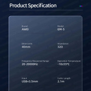 AWEI - GM-5 7.1 聲道有線遊戲耳機 電競耳機 USB耳機 (3.5mm + USB 雙接口) -  (i1876)