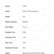 AWEi - T67 無線耳機 藍牙耳機 無線藍牙耳機 TWS真無線 運動藍牙耳機 跑步耳機 運動耳機 -  (多色選擇) (i1879)